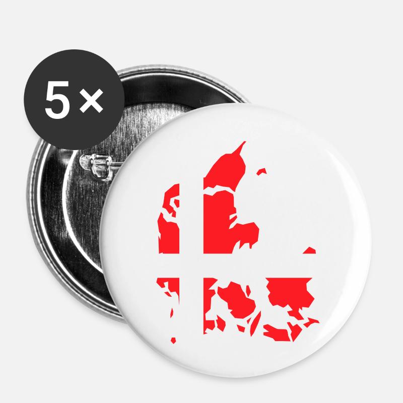 Denmark - Buttons klein 25 mm (5er Pack) - Weiß