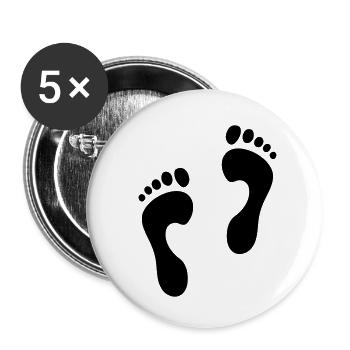 Fußabdrücke 2 - Buttons klein 25 mm (5er Pack) - Weiß - Vorne