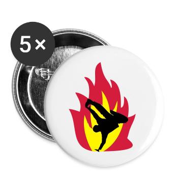 Breakdancer im Feuer - Buttons klein 25 mm (5er Pack) - Weiß - Vorne