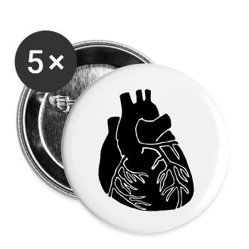 Heart organ - Buttons small 1''/25 mm (5-pack) - white - Front