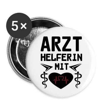 Arzthelferin mit Herz Geschenk - Buttons klein 25 mm (5er Pack) - Weiß - Vorne