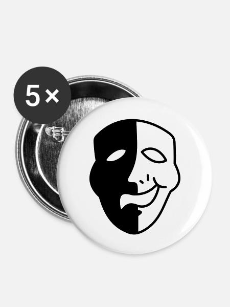 Phantom-Maske - Buttons klein 25 mm (5er Pack) - Weiß