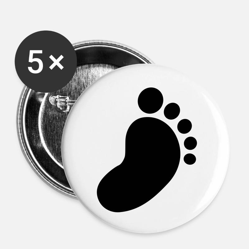 Fuß - Buttons klein 25 mm (5er Pack) - Weiß