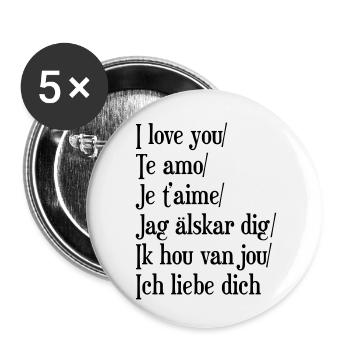I Love you - Lot de 5 petits badges (25 mm) - blanc - Devant