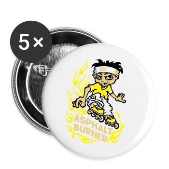 Garçon et rollers en ligne - Lot de 5 petits badges (25 mm) - blanc - Devant
