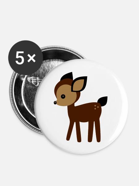 Rehkitz - Buttons klein 25 mm (5er Pack) - Weiß