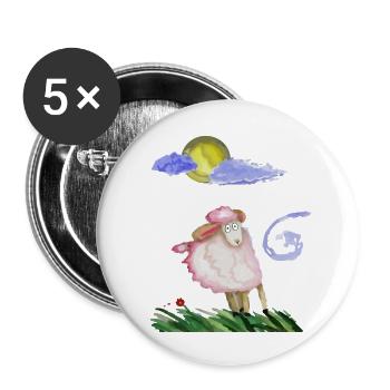 Schaf im Wind - Buttons klein 25 mm (5er Pack) - Weiß - Vorne