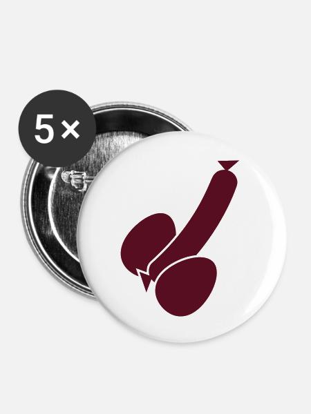 wurst_und_eier_1c - Buttons klein 25 mm (5er Pack) - Weiß