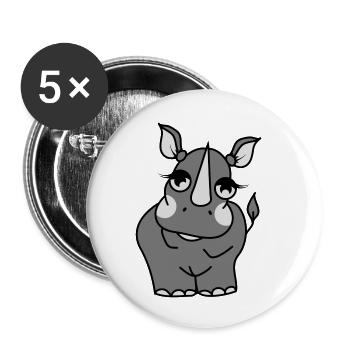 Nashorn - Buttons klein 25 mm (5er Pack) - Weiß - Vorne