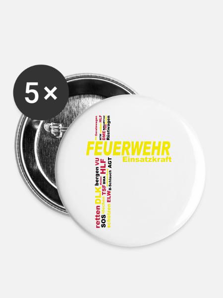 Feuerwehr Einsatzkraft - Buttons klein 25 mm (5er Pack) - Weiß