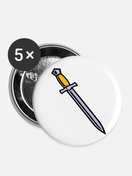 Schwert - Buttons klein 25 mm (5er Pack) - Weiß