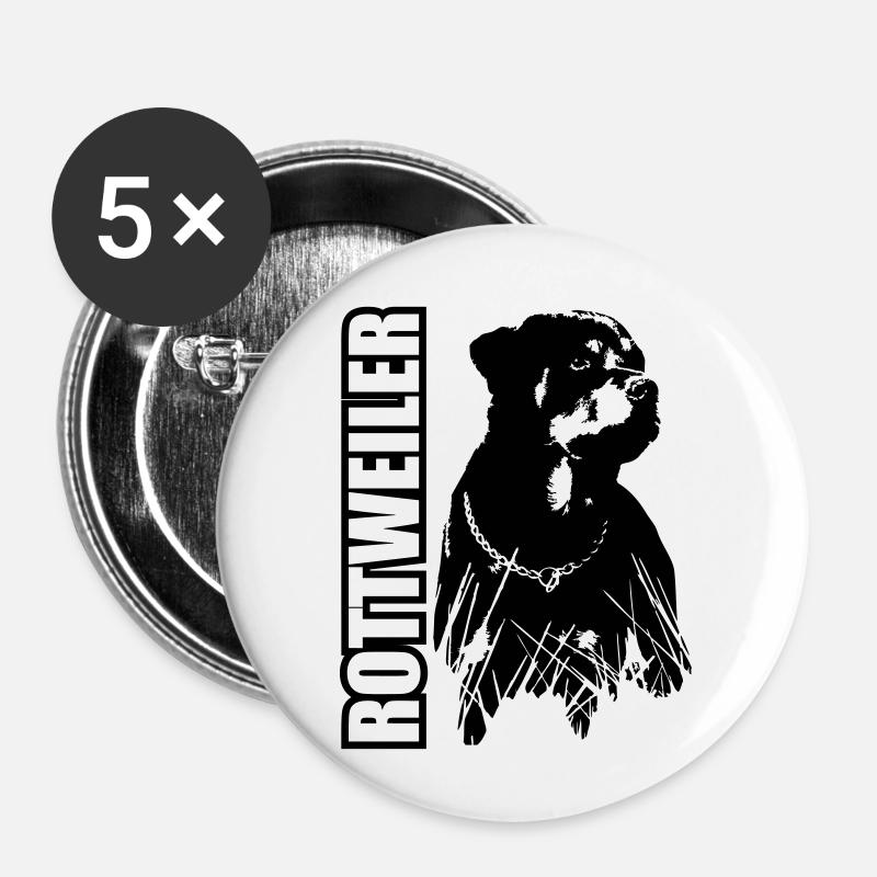 Rottweiler - Buttons klein 25 mm (5er Pack) - Weiß