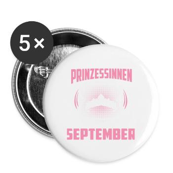 Septembre - anniversaire - princesse 3 - Lot de 5 petits badges (25 mm) - blanc - Devant