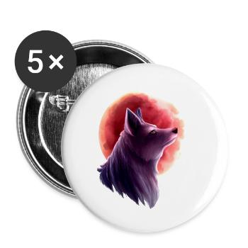 Wolf and blood moon - Buttons small 1''/25 mm (5-pack) - white - Front