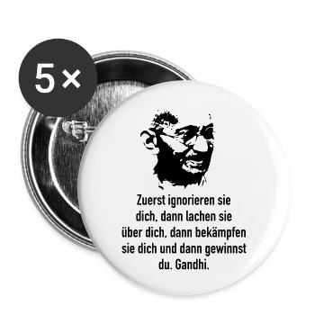Gandhi: Zuerst ignorieren sie dich, dann lachen s - Buttons klein 25 mm (5er Pack) - Weiß - Vorne