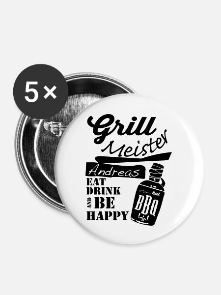 GrillmeisterAndreas.ai - Buttons klein 25 mm (5er Pack) - Weiß