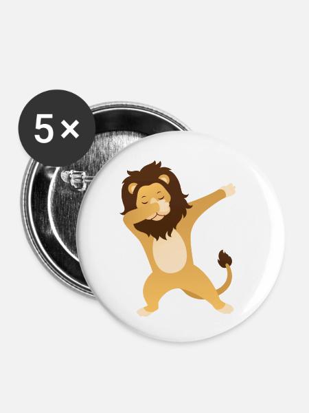 Lion Dab Dance - Cool Gift - Buttons klein 25 mm (5er Pack) - Weiß