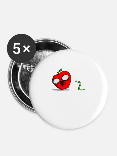 Angstapfel - Buttons klein 25 mm (5er Pack) - Weiß