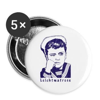 Leichtmatrose | Matrose Seemann Kapitän Seefahrer - Buttons klein 25 mm (5er Pack) - Weiß - Vorne