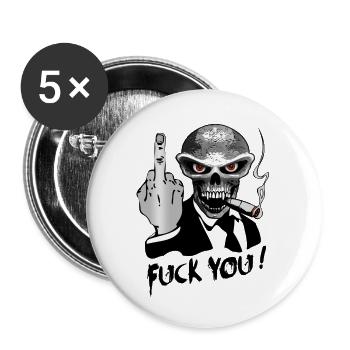 fuck_you_skull - Buttons small 1''/25 mm (5-pack) - white - Front