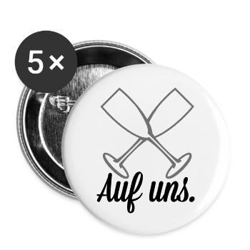 Auf uns Sekt - Buttons klein 25 mm (5er Pack) - Weiß - Vorne
