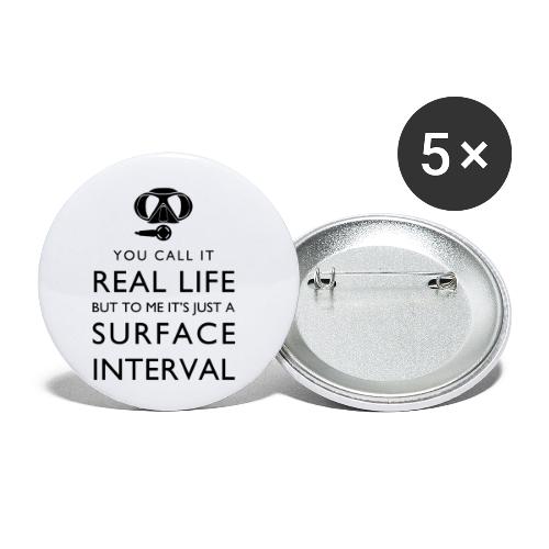 Real life vs surface interval - Buttons klein 25 mm (5er Pack)