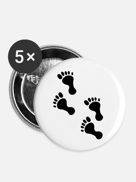 foot steps - Buttons klein 25 mm (5er Pack) - Weiß