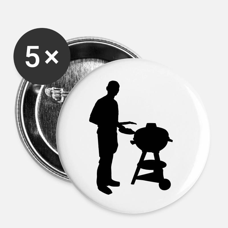 barbeque - Buttons small 1''/25 mm (5-pack) - white