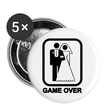 Game Over - Buttons klein 25 mm (5er Pack) - Weiß - Vorne