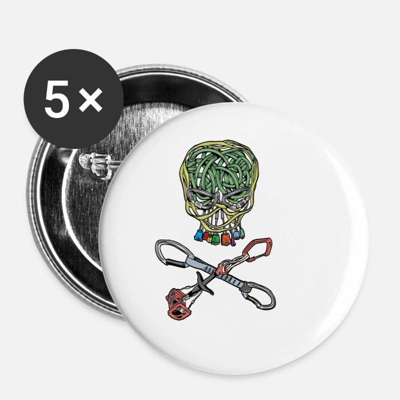 Climbing, pirate, skull - Buttons small 1''/25 mm (5-pack) - white