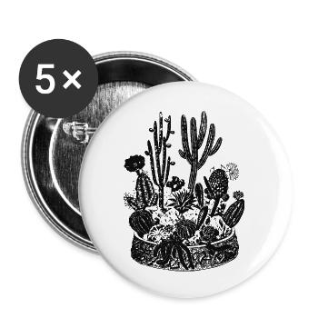 kakteen-pflanzschale-stil - Buttons klein 25 mm (5er Pack) - Weiß - Vorne