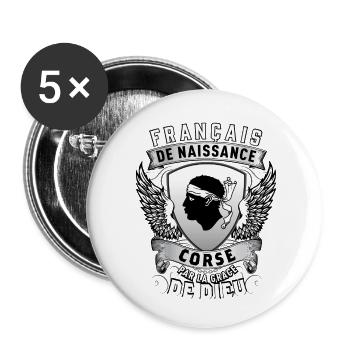 Corse Grâce de Dieu - Lot de 5 petits badges (25 mm) - blanc - Devant