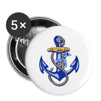 d'ancre de marin * - Lot de 5 petits badges (25 mm) - blanc - Devant