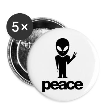 Peace Alien - Buttons klein 25 mm (5er Pack) - Weiß - Vorne