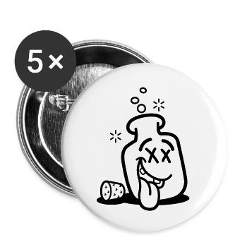 Drunk Bottle - Buttons small 1''/25 mm (5-pack) - white - Front