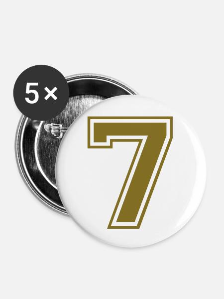 nummer - 7 - Buttons klein 25 mm (5er Pack) - Weiß