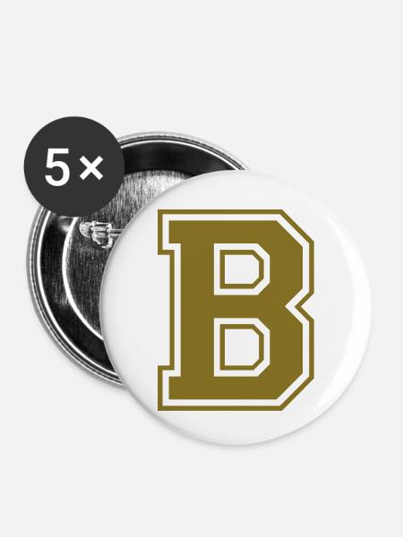 B - Buchstabe - Buttons klein 25 mm (5er Pack) - Weiß