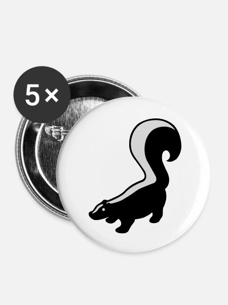 Stinktier - Buttons klein 25 mm (5er Pack) - Weiß
