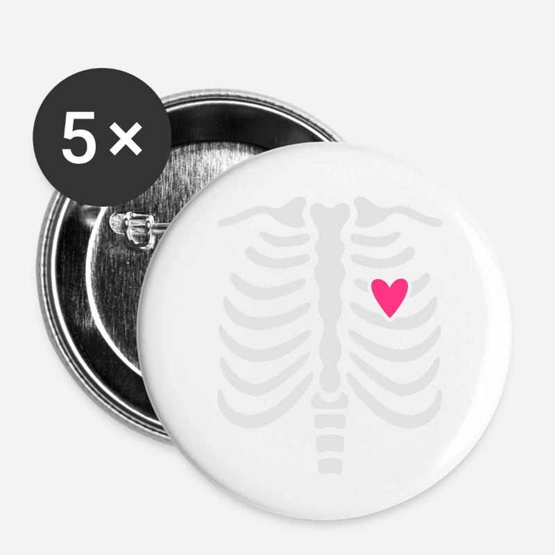Skelett schwangerschaft - Buttons klein 25 mm (5er Pack) - Weiß