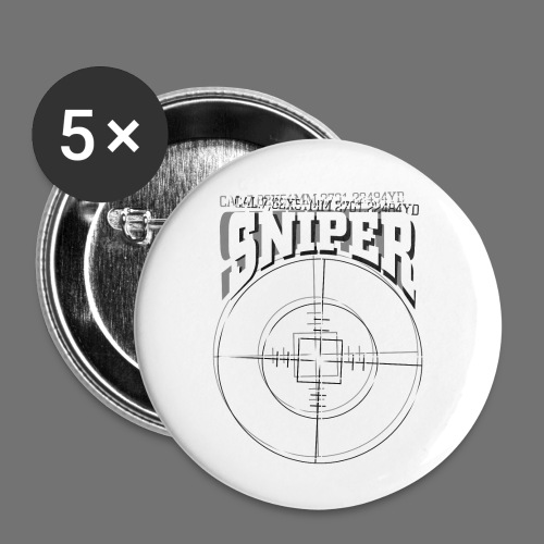 Sniper (vitt) - Små knappar 25 mm (5-pack)