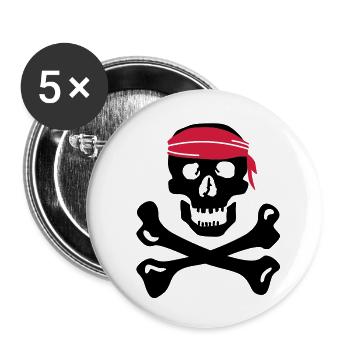 Pirate skull - Buttons small 1''/25 mm (5-pack) - white - Front