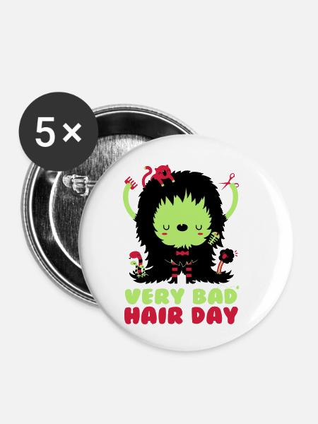 bad_hair_day - Buttons klein 25 mm (5er Pack) - Weiß