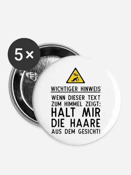 Wichtiger Hinweis - Buttons klein 25 mm (5er Pack) - Weiß