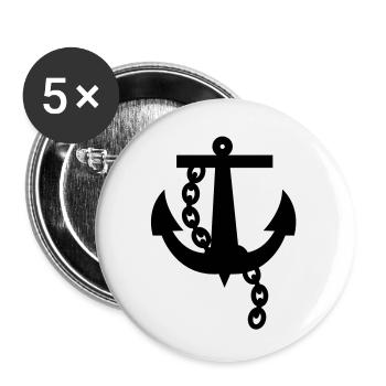 anchor navy simple black rockabilly design - Buttons small 1''/25 mm (5-pack) - white - Front