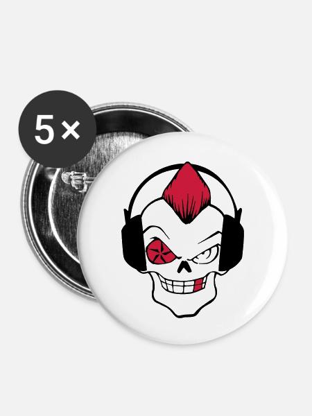punkrock - Buttons klein 25 mm (5er Pack) - Weiß