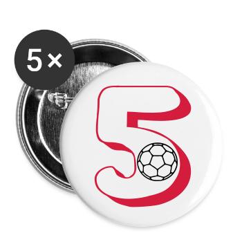Number 5 handball player - Buttons small 1''/25 mm (5-pack) - white - Front