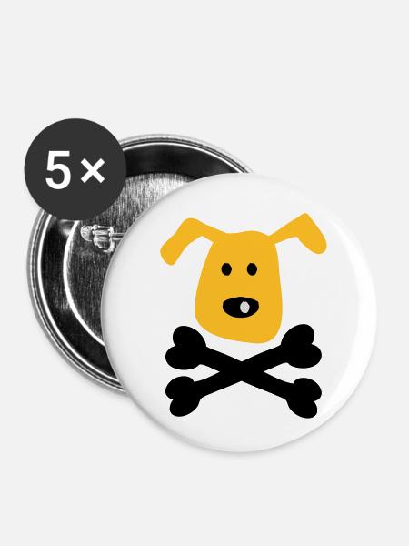 Hund - Buttons klein 25 mm (5er Pack) - Weiß