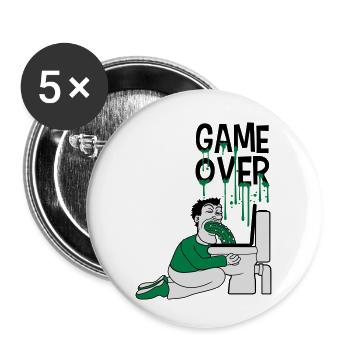 game over klo wc toilette kotzen uebergeben breche - Buttons klein 25 mm (5er Pack) - Weiß - Vorne