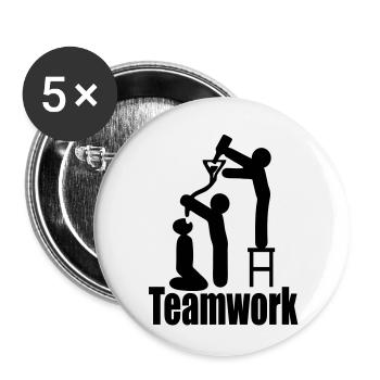 teamwork beer - Buttons small 1''/25 mm (5-pack) - white - Front