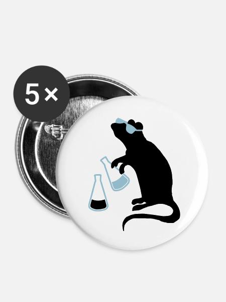 laborratte - Buttons klein 25 mm (5er Pack) - Weiß
